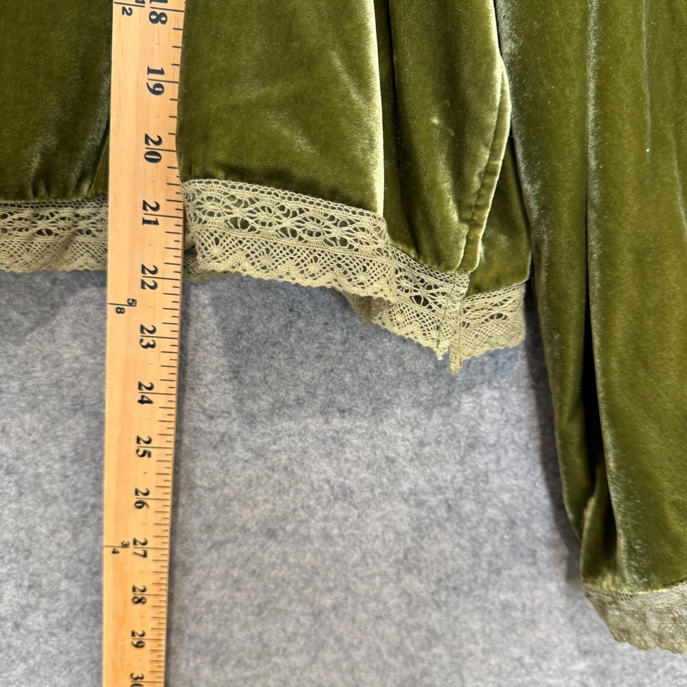 Free People Bed Velvet Jacket Small Medium Oversized Lace Trim Slouchy Front Tie - Picture 9 of 15